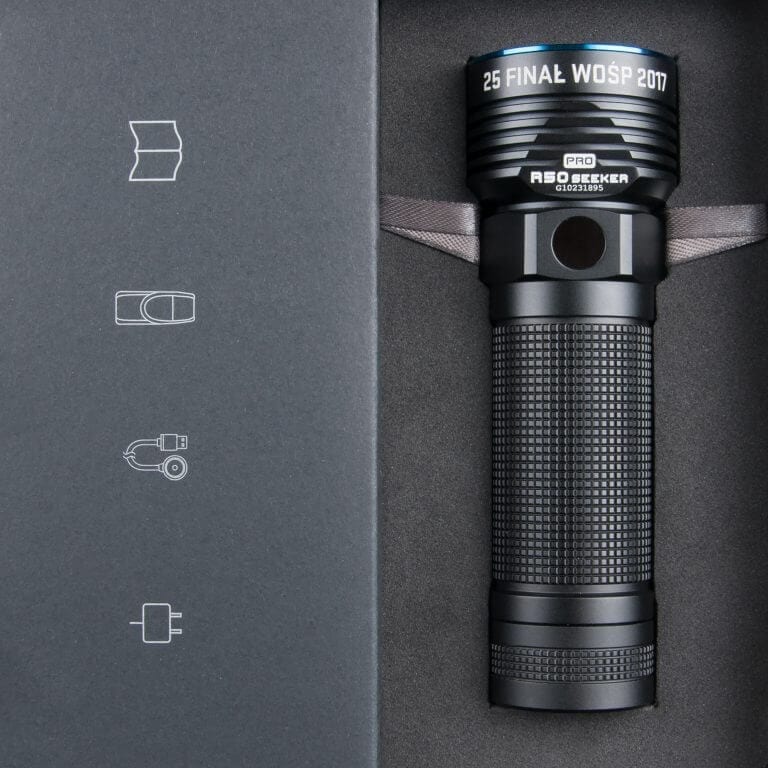 Latarka Olight R50 Pro Seeker z grawerem pamiątkowym aukcje wośp olight pro seeker